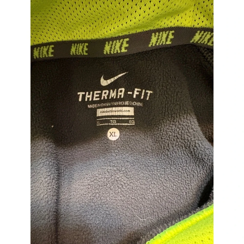 Nike Boys Therma-FIT Football Hoodie Grey Neon Volt Pullover XL 18-20